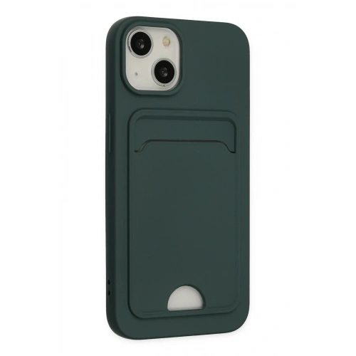 Mey İthalat®  iPhone 14 Plus Kılıf Kelvin Kartvizitli Silikon - Koyu Yeşil
