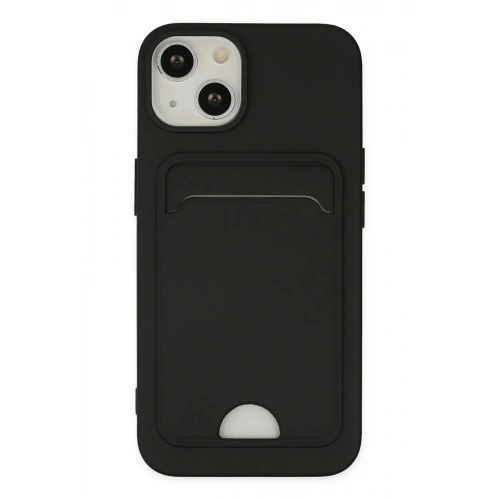 Mey İthalat®  iPhone 14 Plus Kılıf Kelvin Kartvizitli Silikon - Siyah