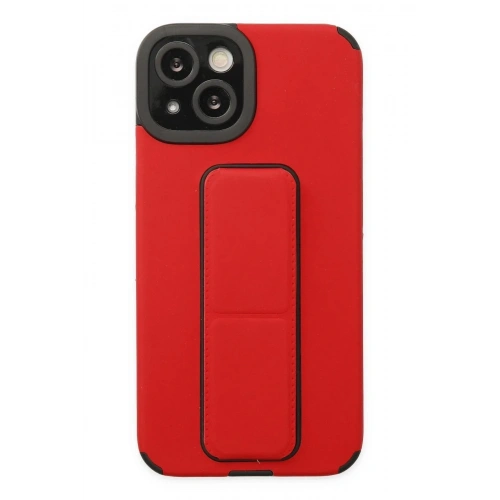 Mey İthalat®  iPhone 14 Plus Kılıf Mega Standlı Silikon - Kırmızı