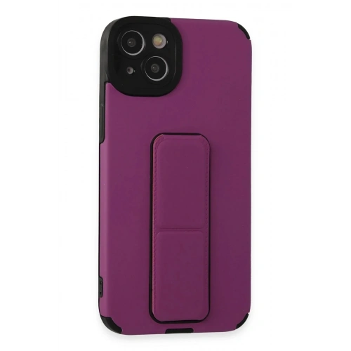 Mey İthalat®  iPhone 14 Plus Kılıf Mega Standlı Silikon - Mor