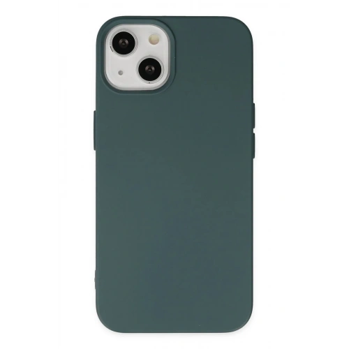 Mey İthalat®  iPhone 14 Plus Kılıf Nano içi Kadife Silikon - Koyu Yeşil