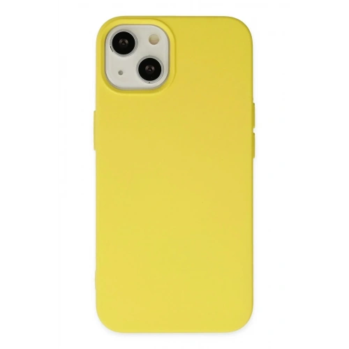 Mey İthalat®  iPhone 14 Plus Kılıf Nano içi Kadife Silikon - Sarı