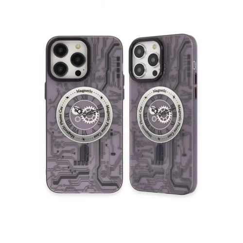 Mey İthalat®  iPhone 14 Pro Kılıf Apollo Magneticsafe Desenli Kapak - Apollo Mor - 5