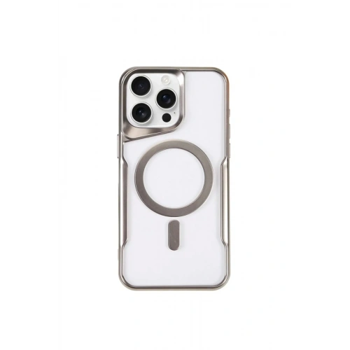 Mey İthalat®  iPhone 14 Pro Kılıf Boyi Magsafe Silikon Kapak - Gümüş