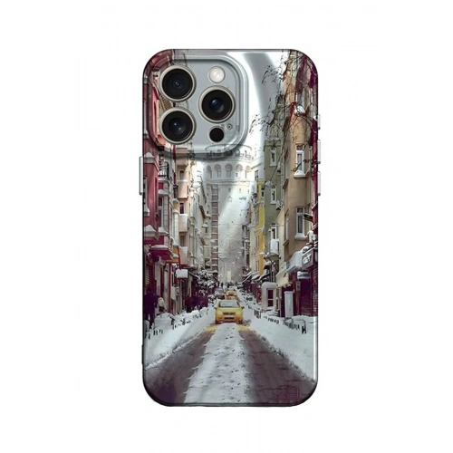 Mey İthalat®  iPhone 14 Pro Kılıf Crew Desenli Kapak - Galata Kulesi