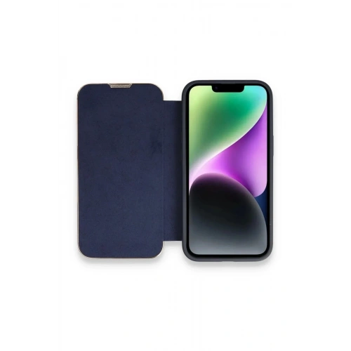 Mey İthalat®  iPhone 14 Pro Kılıf Dolpin Kapaklı - Lacivert