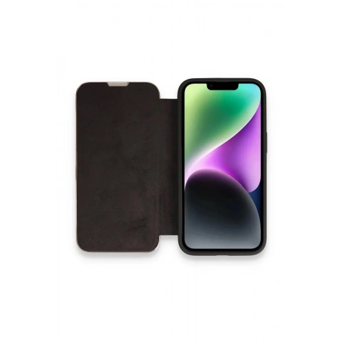Mey İthalat®  iPhone 14 Pro Kılıf Dolpin Kapaklı - Siyah
