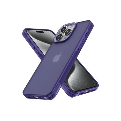 Mey İthalat®  iPhone 14 Pro Kılıf Elegant Kapak - Derin Mor