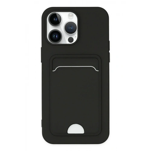 Mey İthalat®  iPhone 14 Pro Kılıf Kelvin Kartvizitli Silikon - Siyah