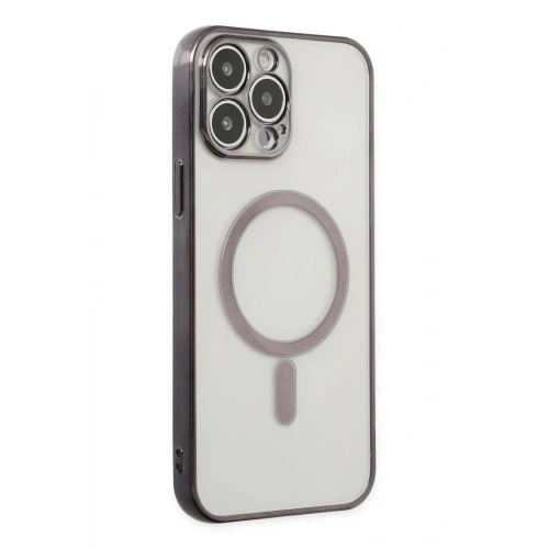Mey İthalat®  iPhone 14 Pro Kılıf Magneticsafe Lazer Silikon - Siyah