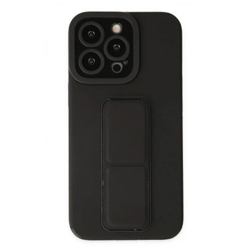 Mey İthalat®  iPhone 14 Pro Kılıf Mega Standlı Silikon - Siyah