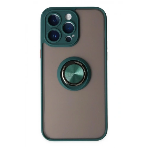 Mey İthalat®  iPhone 14 Pro Kılıf Montreal Yüzüklü Silikon Kapak - Yeşil