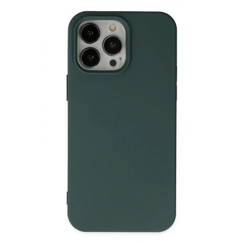 Mey İthalat®  iPhone 14 Pro Kılıf Nano içi Kadife Silikon - Koyu Yeşil