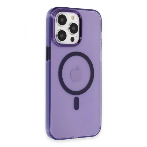 Mey İthalat®  iPhone 14 Pro Kılıf Tron Şeffaf Magsafe Kapak - Derin Mor
