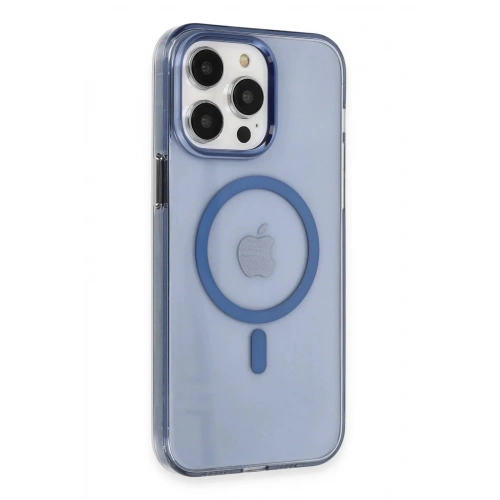 Mey İthalat®  iPhone 14 Pro Kılıf Tron Şeffaf Magsafe Kapak - Mavi