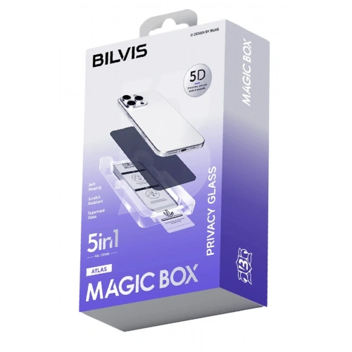 Mey İthalat®   iPhone 14 Pro Max Bilvis 5in1 5D Magic Hayalet Cam Ekran Koruyucu - Siyah