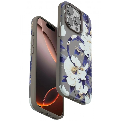 Mey İthalat®  iPhone 14 Pro Max Flower Series Magsafe Kapak - Gri