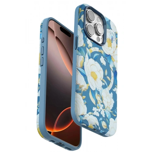 Mey İthalat®  iPhone 14 Pro Max Flower Series Magsafe Kapak - Mavi