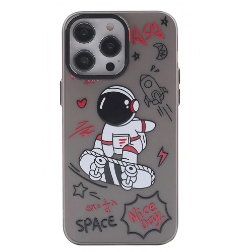 Mey İthalat®  iPhone 14 Pro Max Kılıf  Desenli Kapak -  Siyah - 1