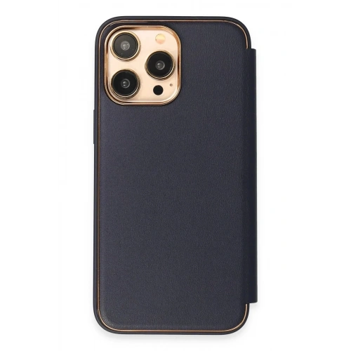 Mey İthalat®  iPhone 14 Pro Max Kılıf Dolpin Kapaklı - Lacivert