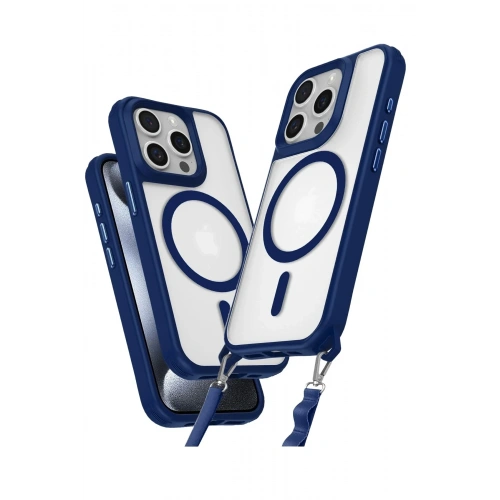Mey İthalat®  iPhone 14 Pro Max Kılıf Enka Magsafe Silikon Kılıf - Lacivert