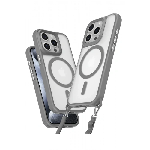 Mey İthalat®  iPhone 14 Pro Max Kılıf Enka Magsafe Silikon Kılıf - Titan Gri