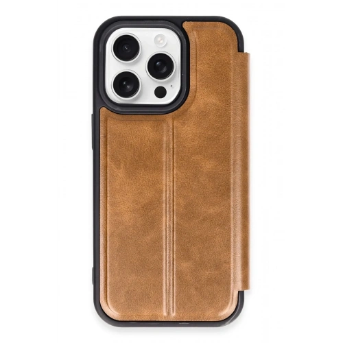 Mey İthalat®  iPhone 14 Pro Max Kılıf Flip Cover - Taba