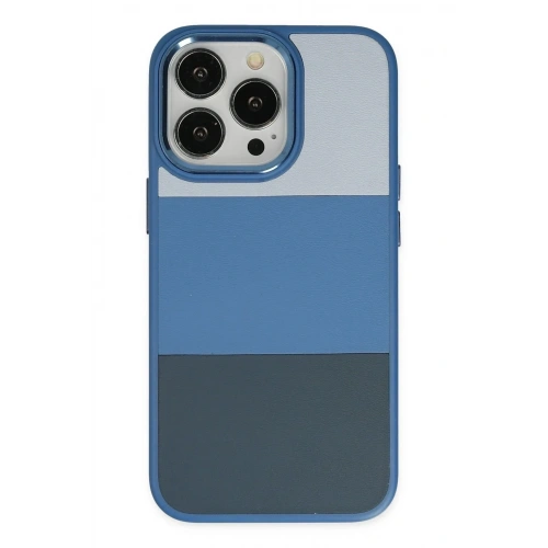 Mey İthalat®  iPhone 14 Pro Max Kılıf King Kapak - Açık Mavi-Lacivert