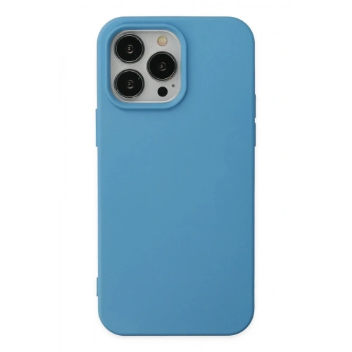 Mey İthalat®  iPhone 14 Pro Max Kılıf Nano içi Kadife Silikon - Mavi