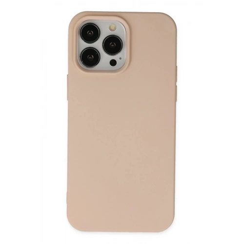 Mey İthalat®  iPhone 14 Pro Max Kılıf Nano içi Kadife Silikon - Pudra
