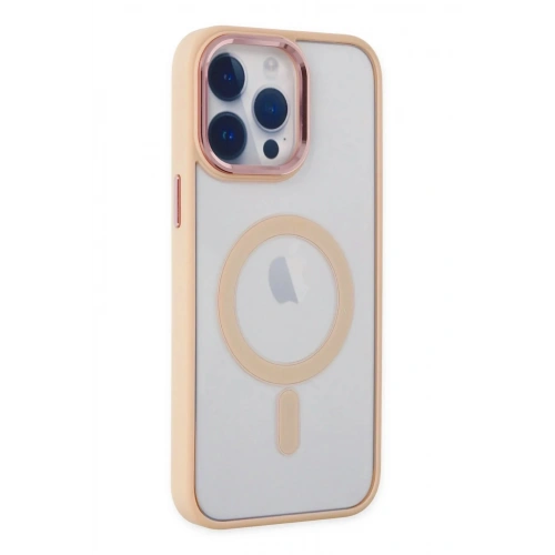 Mey İthalat®  iPhone 14 Pro Max Kılıf Room Magneticsafe Silikon - Pudra