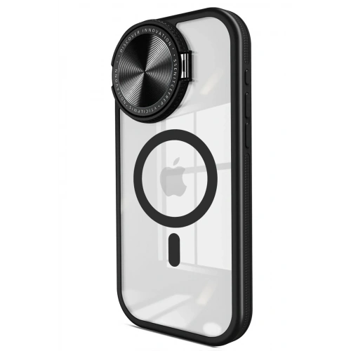 Mey İthalat®  iPhone 14 Pro Max Kılıf Teleskop Lens Magsafe Silikon Kapak - Siyah