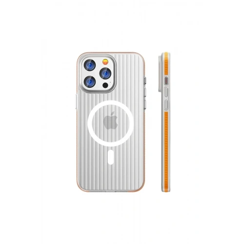 Mey İthalat®  iPhone 14 Pro Max Line Magsafe Kapak - Turuncu