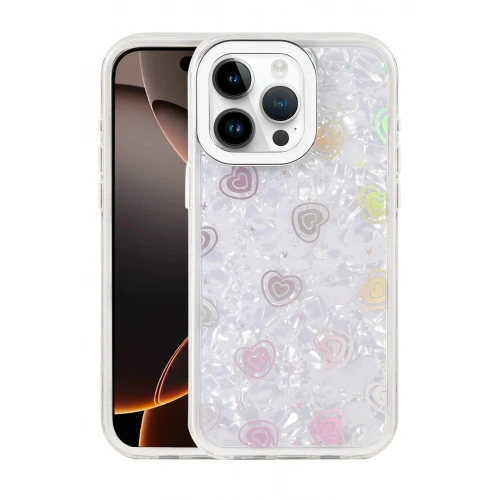 Mey İthalat®   iPhone 14 Pro Max Lumi Desenli Kapak - Beyaz