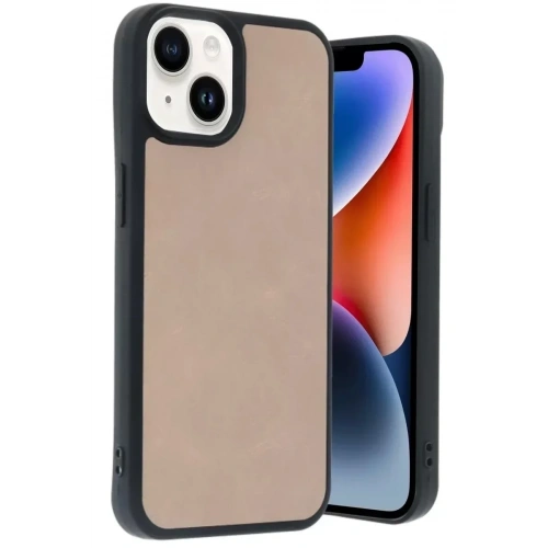 Mey İthalat®   iPhone 15 Kılıf Aras Deri Kapak - Pudra