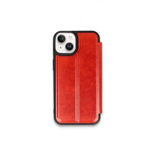 Mey İthalat®  iPhone 15 Kılıf Flip Cover - Kırmızı