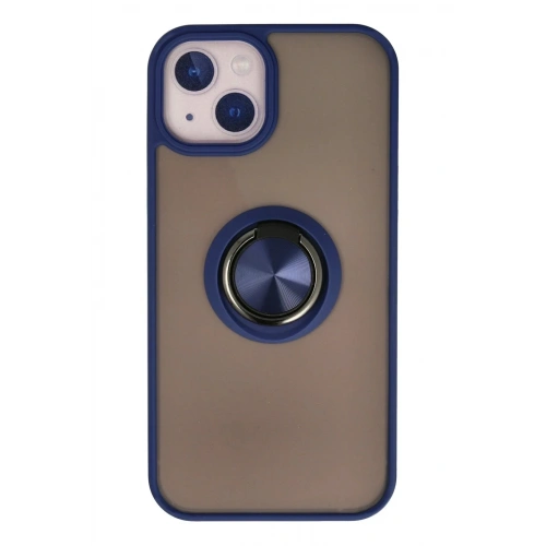 Mey İthalat®  iPhone 15 Kılıf Montreal Yüzüklü Silikon Kapak - Lacivert
