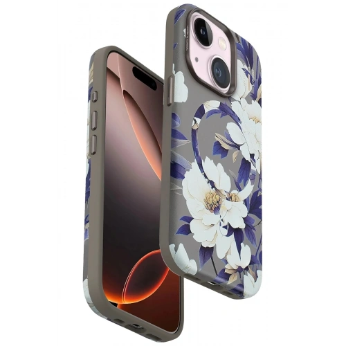 Mey İthalat®  iPhone 15 Plus Flower Series Magsafe Kapak - Gri
