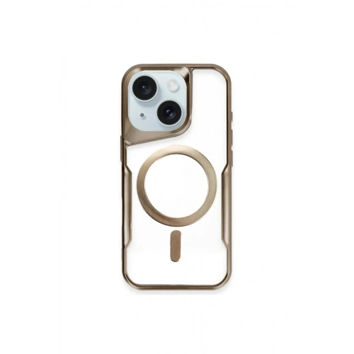 Mey İthalat®  iPhone 15 Plus Kılıf Boyi Magsafe Silikon Kapak - Kahverengi