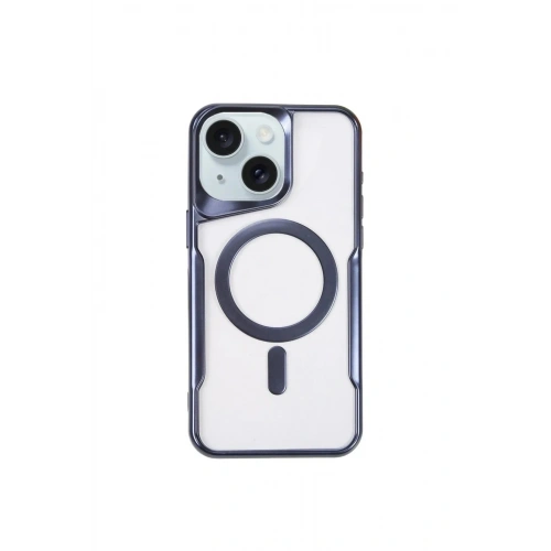 Mey İthalat®  iPhone 15 Plus Kılıf Boyi Magsafe Silikon Kapak - Lacivert