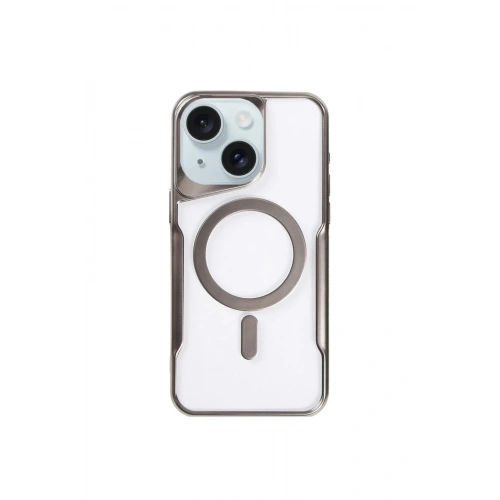 Mey İthalat®  iPhone 15 Plus Kılıf Boyi Magsafe Silikon Kapak - Titan Gri