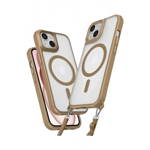 Mey İthalat®  iPhone 15 Plus Kılıf Enka Magsafe Silikon Kılıf - Desert