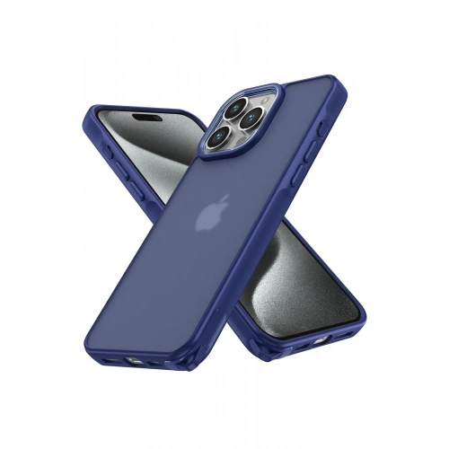 Mey İthalat®  iPhone 15 Pro Kılıf Elegant Kapak - Lacivert