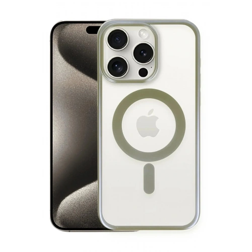 Mey İthalat®  iPhone 15 Pro Kılıf Erozi Magsafe Kapak - Gri