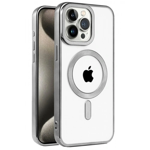 Mey İthalat®  iPhone 15 Pro Kılıf Kronos Magsafe Kapak - Titanyum Gri