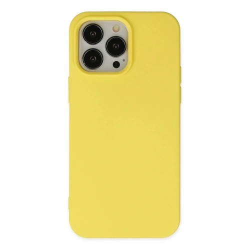 Mey İthalat®  iPhone 15 Pro Kılıf Nano içi Kadife Silikon - Sarı