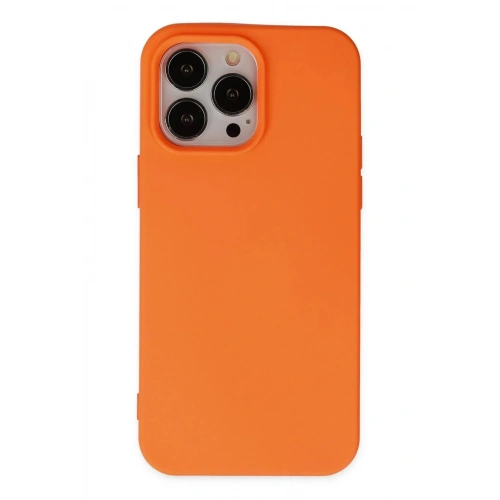 Mey İthalat®  iPhone 15 Pro Kılıf Nano içi Kadife Silikon - Turuncu
