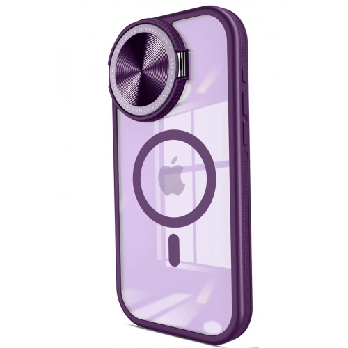 Mey İthalat®  iPhone 15 Pro Kılıf Teleskop Lens Magsafe Silikon Kapak - Derin Mor