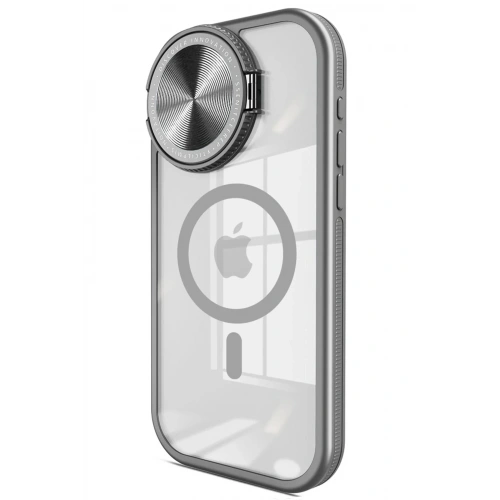 Mey İthalat®  iPhone 15 Pro Kılıf Teleskop Lens Magsafe Silikon Kapak - Titan Gri