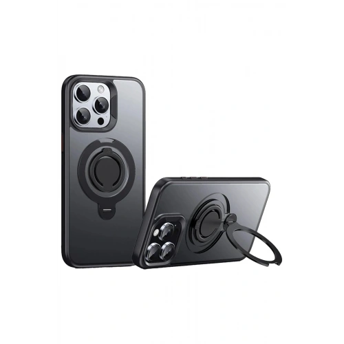 Mey İthalat®  iPhone 15 Pro Max Avatar 360 Dönen Magsafe Kapak - Siyah